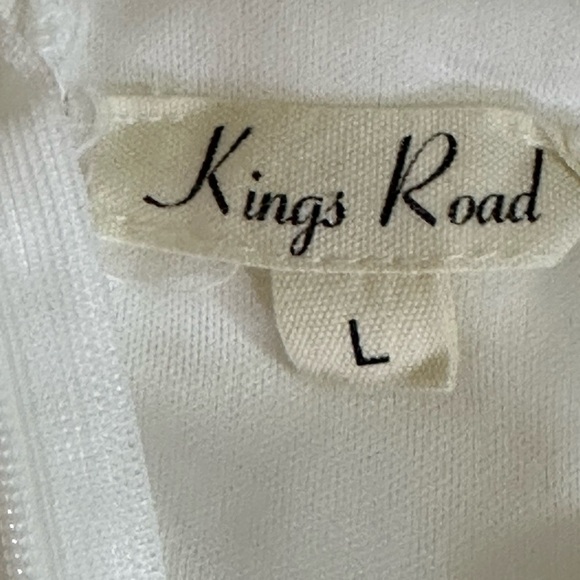 Kings Road.  sz lg dress midi length all white hankie style hem - Picture 15 of 15